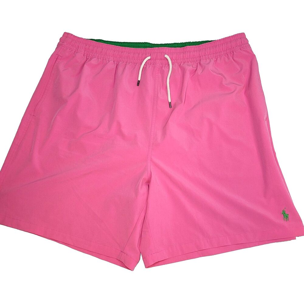 Polo Ralph Lauren Mens Swimming Short Trunk XLT Pink Green Pony Logo Swimwear